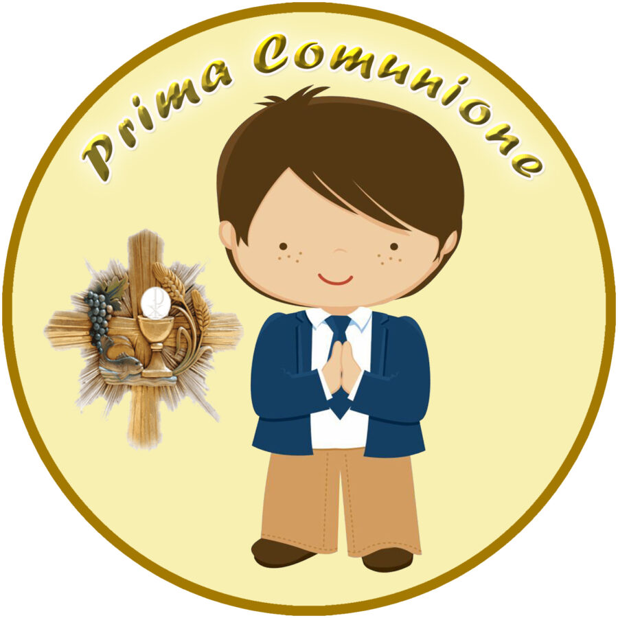 Cialda in ostia per torta tonda commestibile senza glutine PRIMA COMUNIONE, personalizzata con nome, disco, dolce, torte, cialde, ostie, cake topper, decorazioni, BI