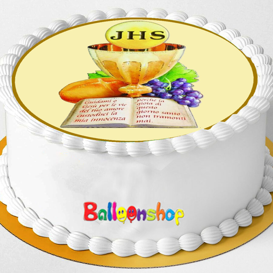 Cialda in ostia per torta tonda commestibile senza glutine PRIMA COMUNIONE, personalizzata con nome, disco, dolce, torte, cialde, ostie, cake topper, decorazioni, BR