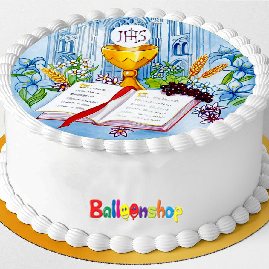 Cialda in ostia per torta tonda commestibile senza glutine PRIMA COMUNIONE, personalizzata con nome, disco, dolce, torte, cialde, ostie, cake topper, decorazioni, BT