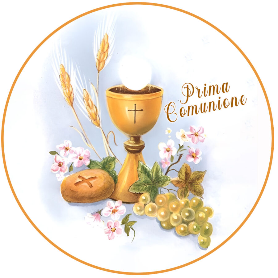 Cialda in ostia per torta tonda commestibile senza glutine PRIMA COMUNIONE, personalizzata con nome, disco, dolce, torte, cialde, ostie, cake topper, decorazioni, AD