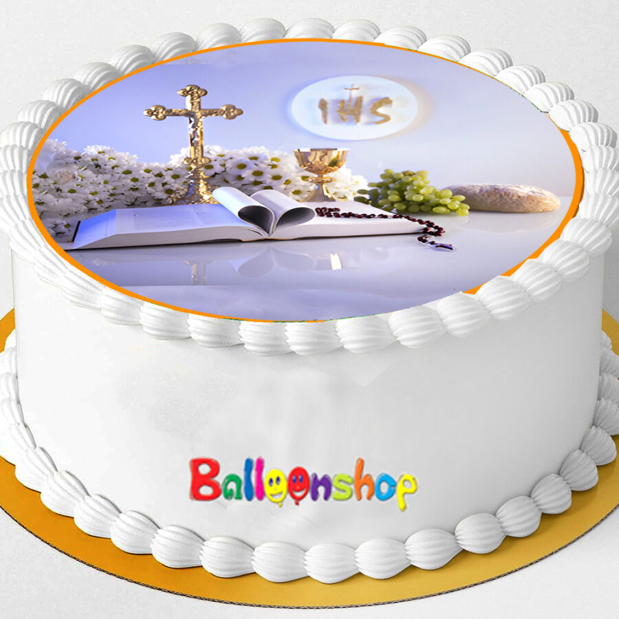 Cialda in ostia per torta tonda commestibile senza glutine PRIMA COMUNIONE, personalizzata con nome, disco, dolce, torte, cialde, ostie, cake topper, decorazioni, CC