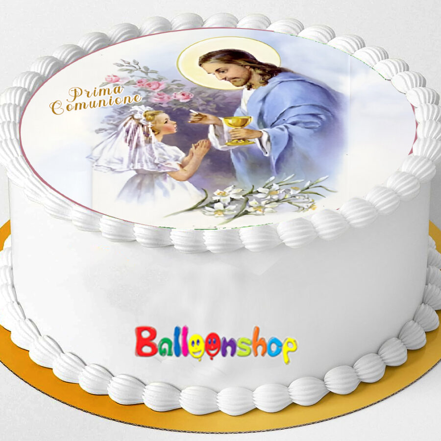 Cialda in ostia per torta tonda commestibile senza glutine PRIMA COMUNIONE, personalizzata con nome, disco, dolce, torte, cialde, ostie, cake topper, decorazioni, CP