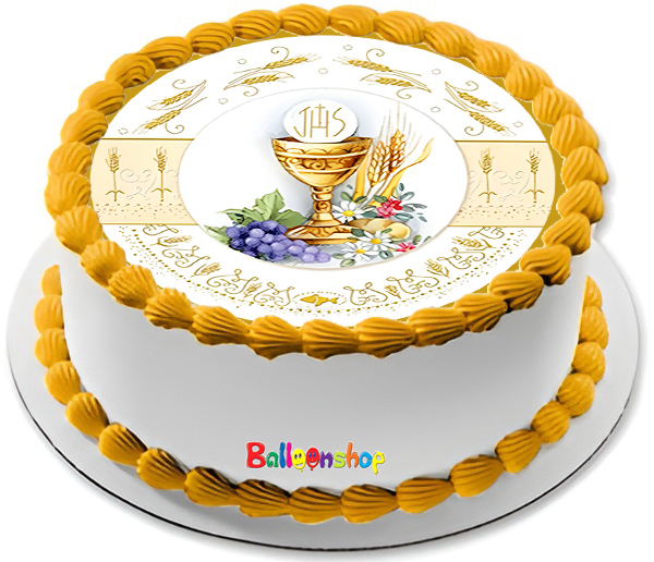 Cialda in ostia per torta tonda commestibile senza glutine PRIMA COMUNIONE, personalizzata con nome, disco, dolce, torte, cialde, ostie, cake topper, decorazioni, DA