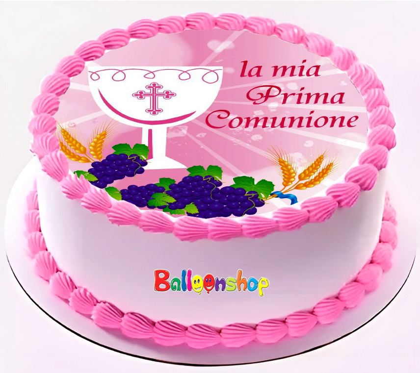 Cialda in ostia per torta tonda commestibile senza glutine PRIMA COMUNIONE, personalizzata con nome, disco, dolce, torte, cialde, ostie, cake topper, decorazioni, DV