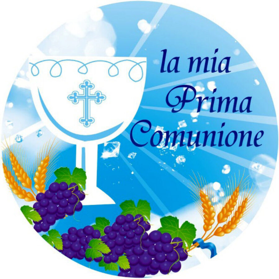 Cialda in ostia per torta tonda commestibile senza glutine PRIMA COMUNIONE, personalizzata con nome, disco, dolce, torte, cialde, ostie, cake topper, decorazioni, EB