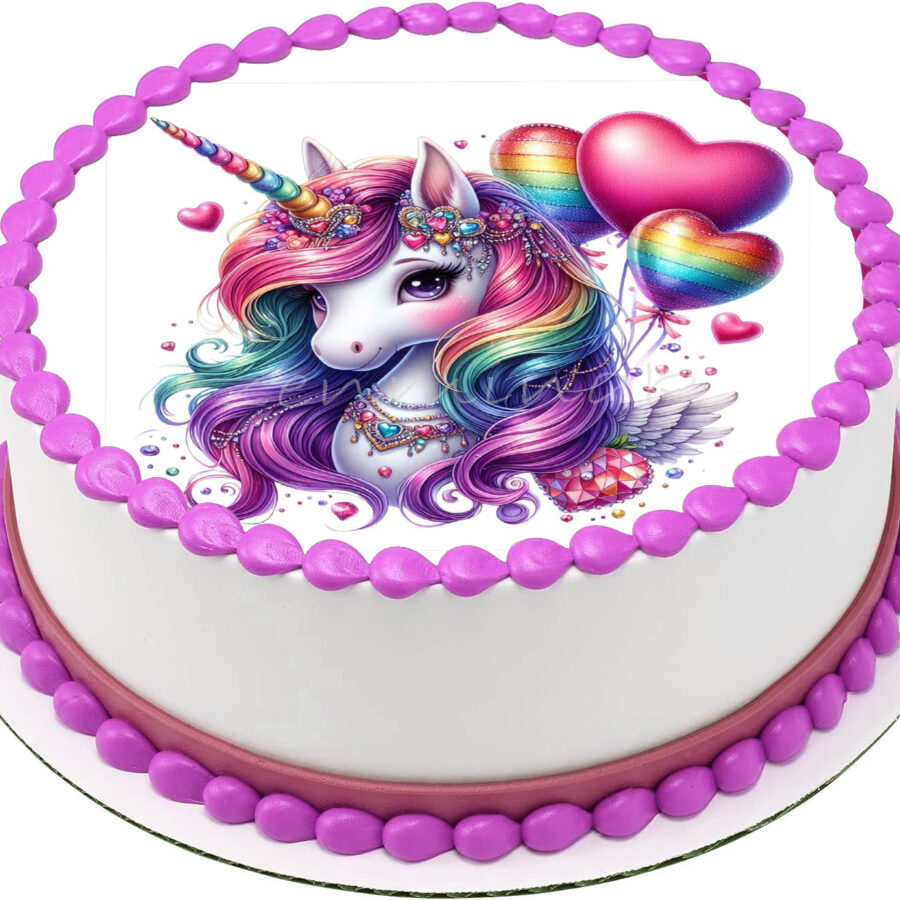 Cialda ostia per torta senza glutine tonda, UNICORNO ARCOBALENO, personalizzata con nome, cialda, disco, dolce, torte, cialde, fogli, ostie, cake topper, decorazioni, AT