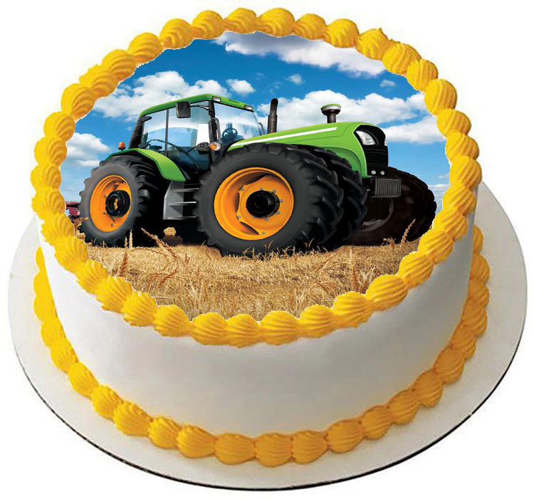 Cialda in ostia commestibile per torta tonda TRATTORE TRATTORI MEZZO AGRICOLO, personalizzata con nome, disco, dolce, torte, cialde, ostie, cake topper, decorazioni, AC