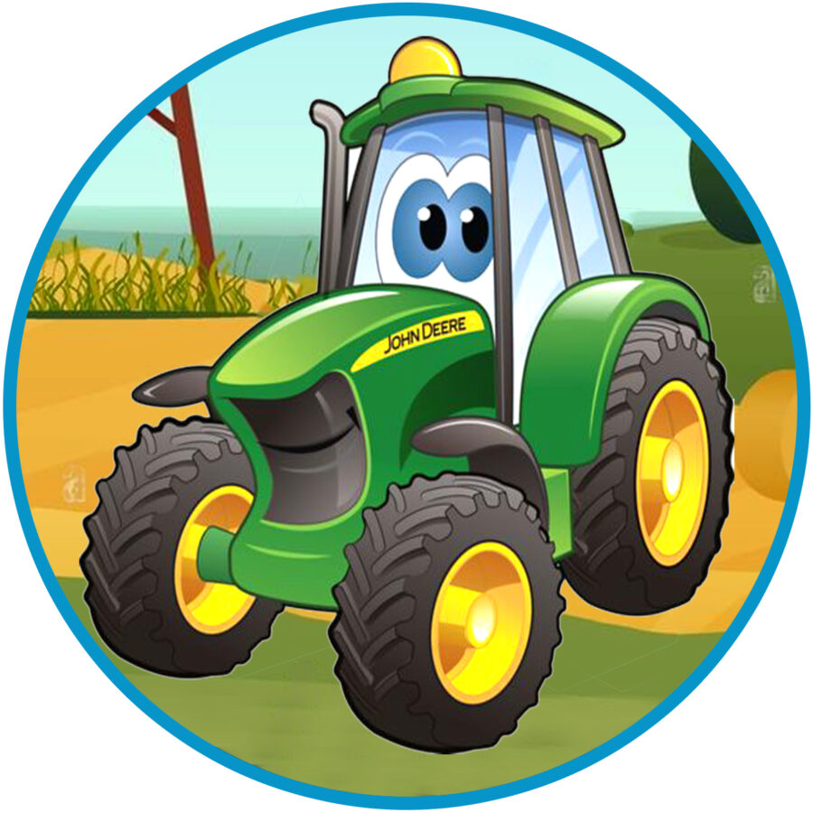 Cialda in ostia per torta tonda TRATTORE TRATTORI JOHN DEERE MEZZO AGRICOLO, personalizzata con nome, disco, dolce, torte, cialde, ostie, cake topper, decorazioni, 80