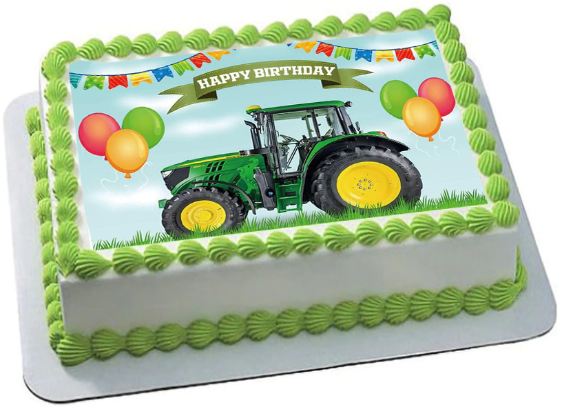 Cialda in ostia commestibile per torta rettangolare TRATTORE TRATTORI MEZZO AGRICOLO, personalizzata con nome, disco, dolce, torte, cialde, ostie, cake topper, decorazioni, AB