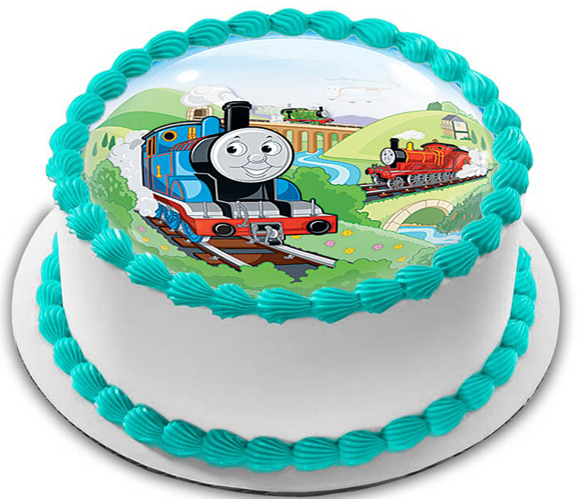 Cialda ostia per torta senza glutine tonda, TRENINO THOMAS, personalizzata con nome, commestibile, disco, dolce, torte, cialde, ostie, cake topper, decorazioni, AD