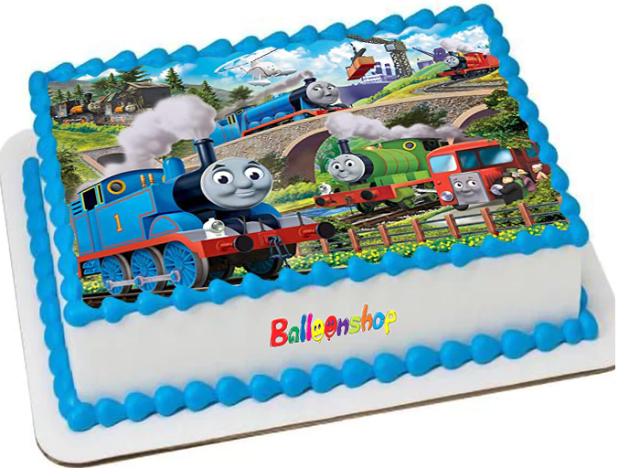 Cialda ostia per torta senza glutine rettangolare, TRENINO THOMAS, personalizzata con nome, commestibile, disco, dolce, torte, cialde, ostie, cake topper, decorazioni, BA