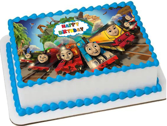 Cialda ostia per torta senza glutine rettangolare, TRENINO THOMAS, personalizzata con nome, commestibile, disco, dolce, torte, cialde, ostie, cake topper, decorazioni, BC