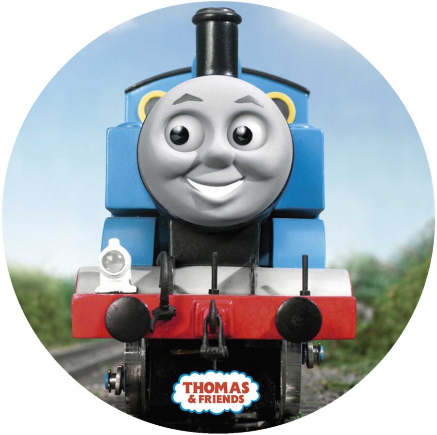 Cialda ostia per torta senza glutine tonda, TRENINO THOMAS, personalizzata con nome, commestibile, disco, dolce, torte, cialde, ostie, cake topper, decorazioni, AF - immagine 2