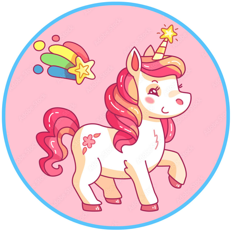 Cialda in ostia commestibile per torta tonda UNICORNO, personalizzata con nome, disco, dolce, torte, cialde, ostie, cake topper, decorazioni, 050