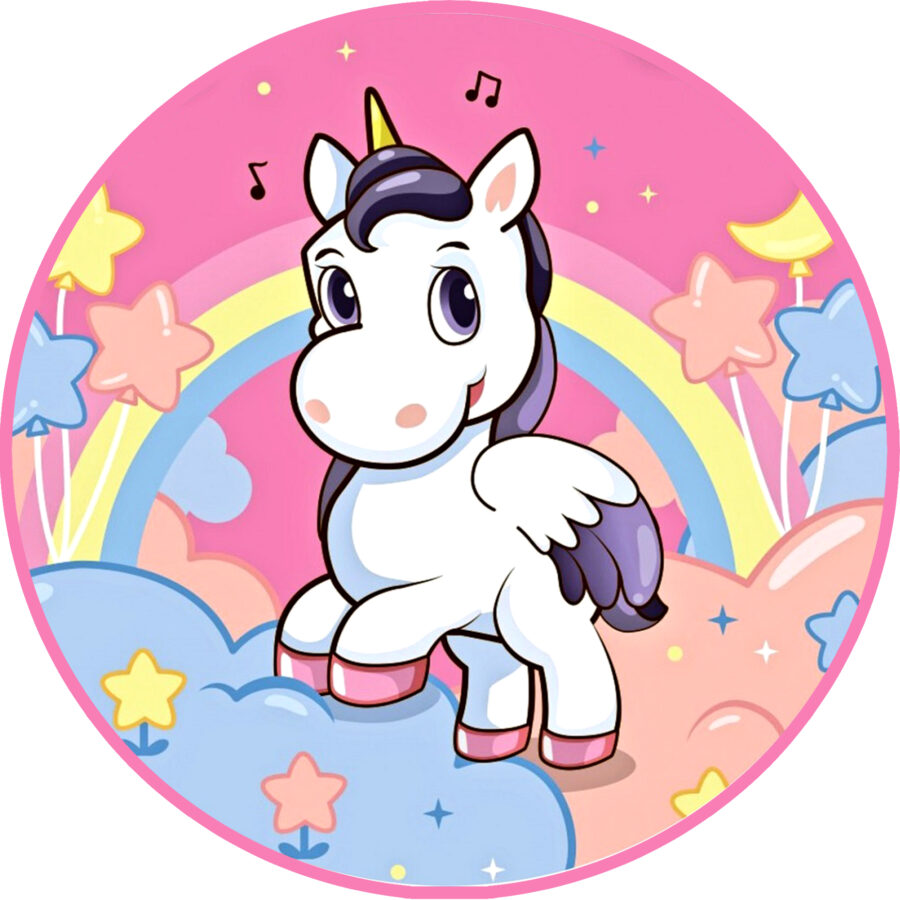 Cialda in ostia per torta tonda UNICORNO, personalizzata con nome, commestibile, disco, dolce, torte, cialde, ostie, cake topper, decorazioni, 25