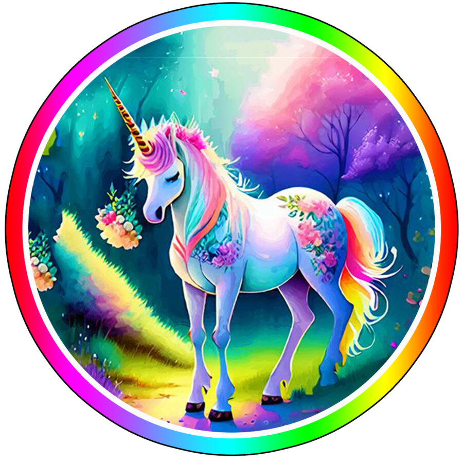 Cialda in ostia per torta tonda UNICORNO, personalizzata con nome, commestibile, disco, dolce, torte, cialde, ostie, cake topper, decorazioni, 35