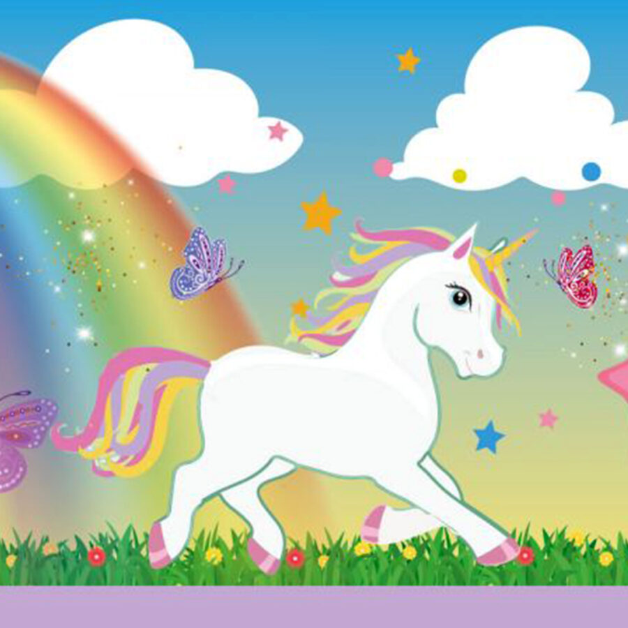Cialda in ostia commestibile per torta rettangolare UNICORNO ARCOBALENO, personalizzata con nome, disco, dolce, torte, cialde, ostie, cake topper, decorazioni, 003