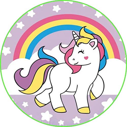 Cialda in ostia commestibile per torta tonda UNICORNO ARCOBALENO, personalizzata con nome, disco, dolce, torte, cialde, ostie, cake topper, decorazioni, 005