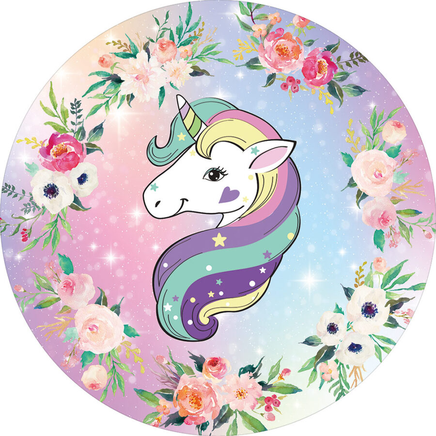 Cialda in ostia commestibile per torta tonda UNICORNO, personalizzata con nome, disco, dolce, torte, cialde, ostie, cake topper, decorazioni, 010