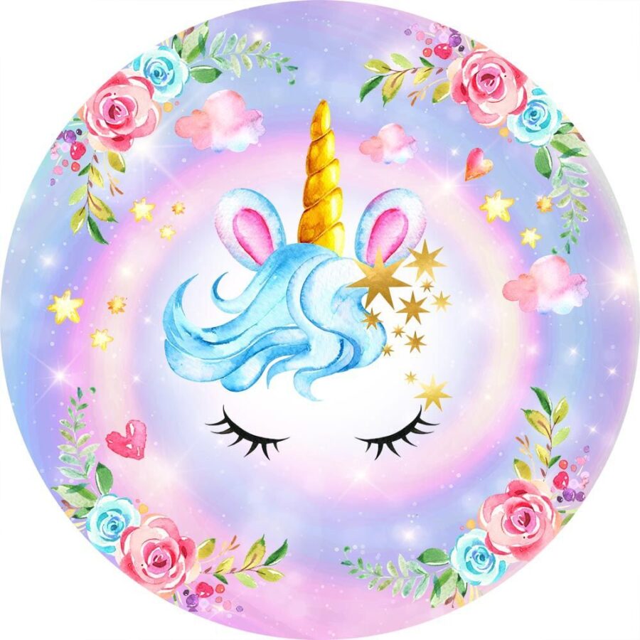 Cialda in ostia commestibile per torta tonda UNICORNO, personalizzata con nome, disco, dolce, torte, cialde, ostie, cake topper, decorazioni, 016