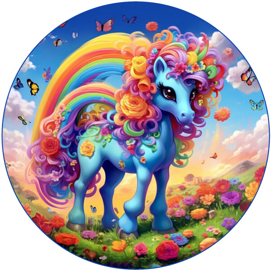 Cialda in ostia commestibile per torta tonda UNICORNO ARCOBALENO, personalizzata con nome, disco, dolce, torte, cialde, ostie, cake topper, decorazioni, 029