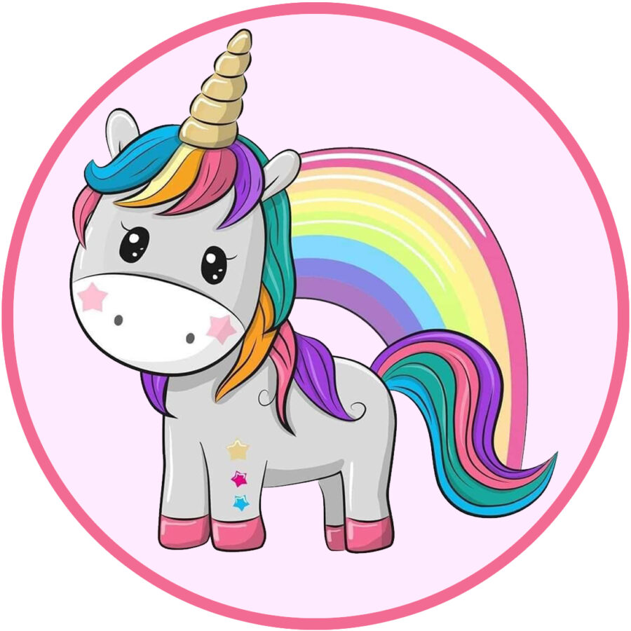 Cialda in ostia commestibile per torta tonda UNICORNO ARCOBALENO, personalizzata con nome, disco, dolce, torte, cialde, ostie, cake topper, decorazioni, 035