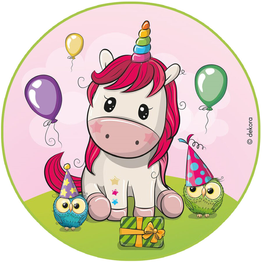 Cialda in ostia commestibile per torta tonda UNICORNO, personalizzata con nome, disco, dolce, torte, cialde, ostie, cake topper, decorazioni, 039