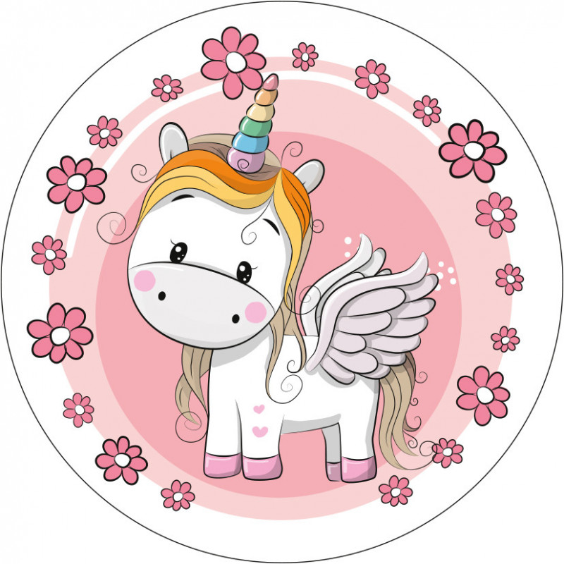 Cialda in ostia commestibile per torta tonda UNICORNO, personalizzata con nome, disco, dolce, torte, cialde, ostie, cake topper, decorazioni, 041