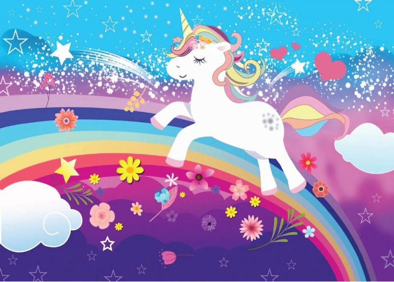 Cialda in ostia commestibile per torta rettangolare UNICORNO ARCOBALENO, personalizzata con nome, disco, dolce, torte, cialde, ostie, cake topper, decorazioni, 042