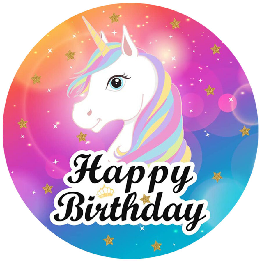 Cialda in ostia commestibile per torta tonda UNICORNO, personalizzata con nome, disco, dolce, torte, cialde, ostie, cake topper, decorazioni, 044