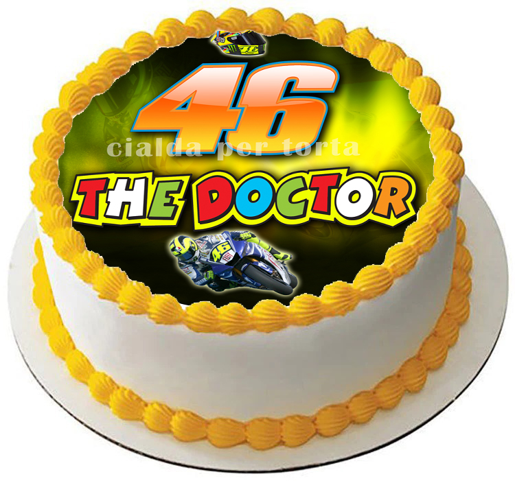 Cialda in ostia commestibile per torta tonda VALENTINO ROSSI, MOTO DA CORSA, personalizzata con nome, disco, dolce, torte, cialde, foglio, ostie, cake topper, decorazioni, BC