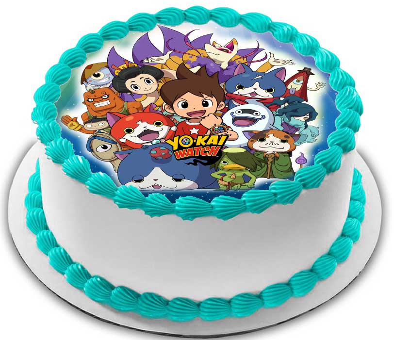 Cialda ostia per torta senza glutine tonda, YO-KAI WATCH, personalizzata con nome, cialda, disco, dolce, torte, cialde, fogli, ostie, cake topper, decorazioni, AO