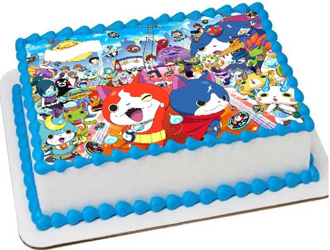 Cialda ostia per torta senza glutine rettangolare, YO-KAI WATCH, personalizzata con nome, cialda, disco, dolce, torte, cialde, fogli, ostie, cake topper, decorazioni, AC