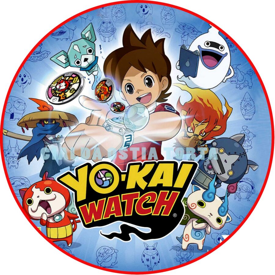 Cialda ostia per torta senza glutine tonda, YO-KAI WATCH, personalizzata con nome, cialda, disco, dolce, torte, cialde, fogli, ostie, cake topper, decorazioni, AR