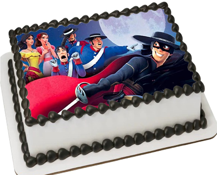 Cialda ostia senza glutine per torta rettangolare, ZORRO, personalizzata con nome, disco, dolce, torte, cialde, ostie, cake topper, decorazioni, AH