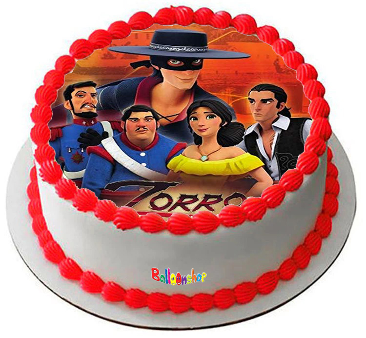 Cialda ostia senza glutine per torta tonda, ZORRO, personalizzata con nome, disco, dolce, torte, cialde, ostie, cake topper, decorazioni, AE