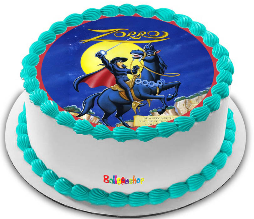 Cialda ostia senza glutine per torta tonda, ZORRO, personalizzata con nome, disco, dolce, torte, cialde, ostie, cake topper, decorazioni, AA