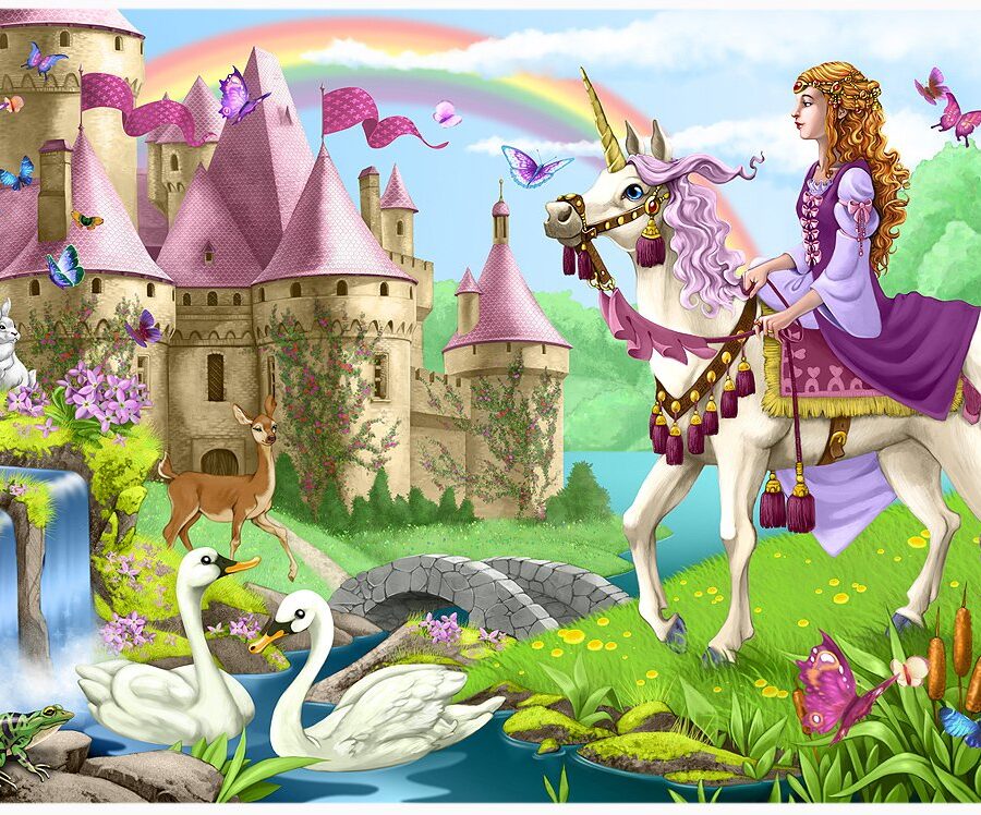 Cialda in ostia commestibile per torta rettangolare UNICORNO CASTELLO, personalizzata con nome, disco, dolce, torte, cialde, ostie, cake topper, decorazioni, 05