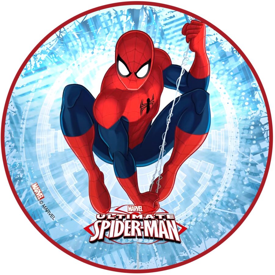 Cialda ostia senza glutine per torta tonda, SPIDER-MAN, UOMO RAGNO, spiderman, personalizzata con nome, disco, dolce, torte, cialde, ostie, cake topper, decorazioni, DA