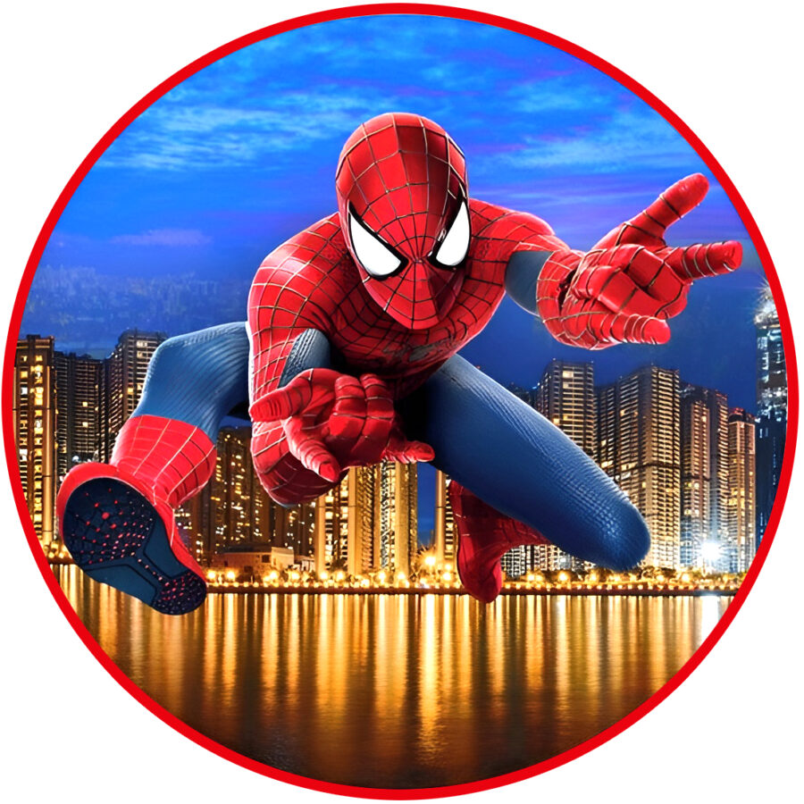 Cialda ostia senza glutine per torta tonda, SPIDER-MAN, UOMO RAGNO, spiderman, personalizzata con nome, disco, dolce, torte, cialde, ostie, cake topper, decorazioni, DC