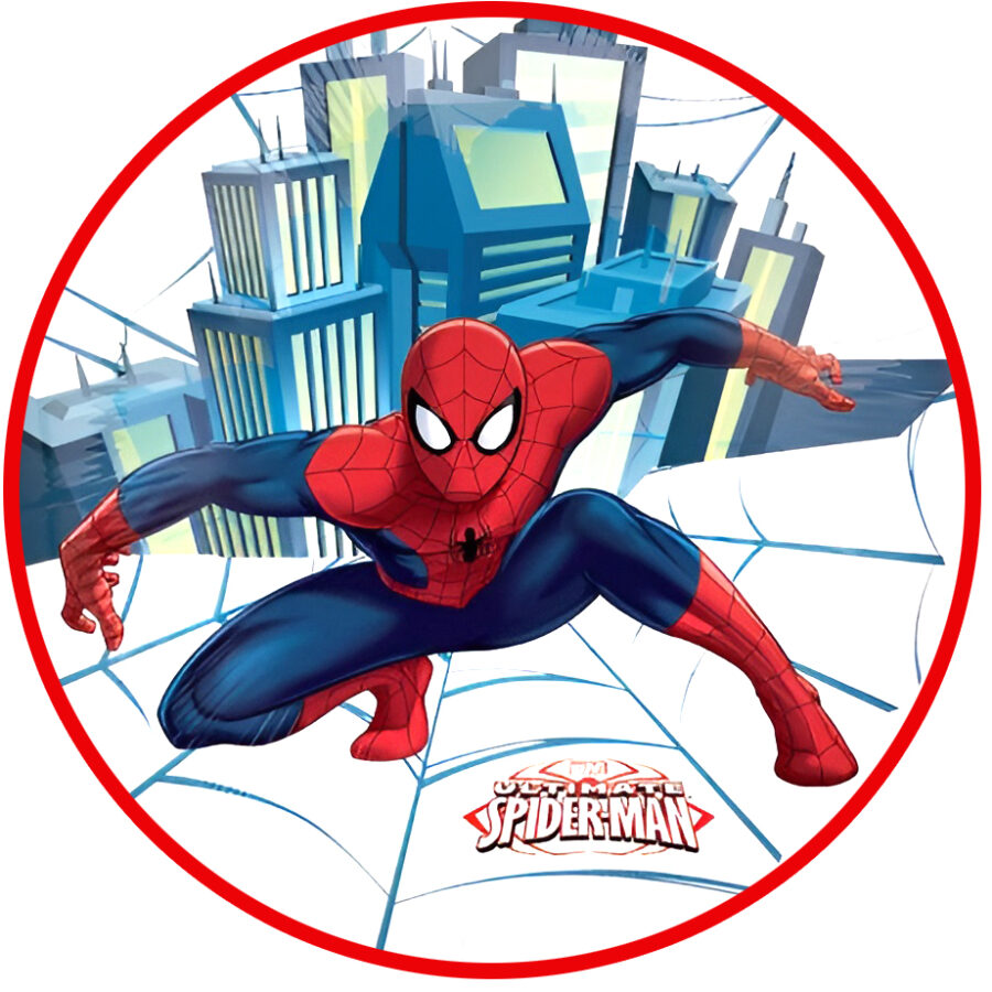 Cialda ostia senza glutine per torta tonda, SPIDER-MAN, UOMO RAGNO, spiderman, personalizzata con nome, disco, dolce, torte, cialde, ostie, cake topper, decorazioni, BC