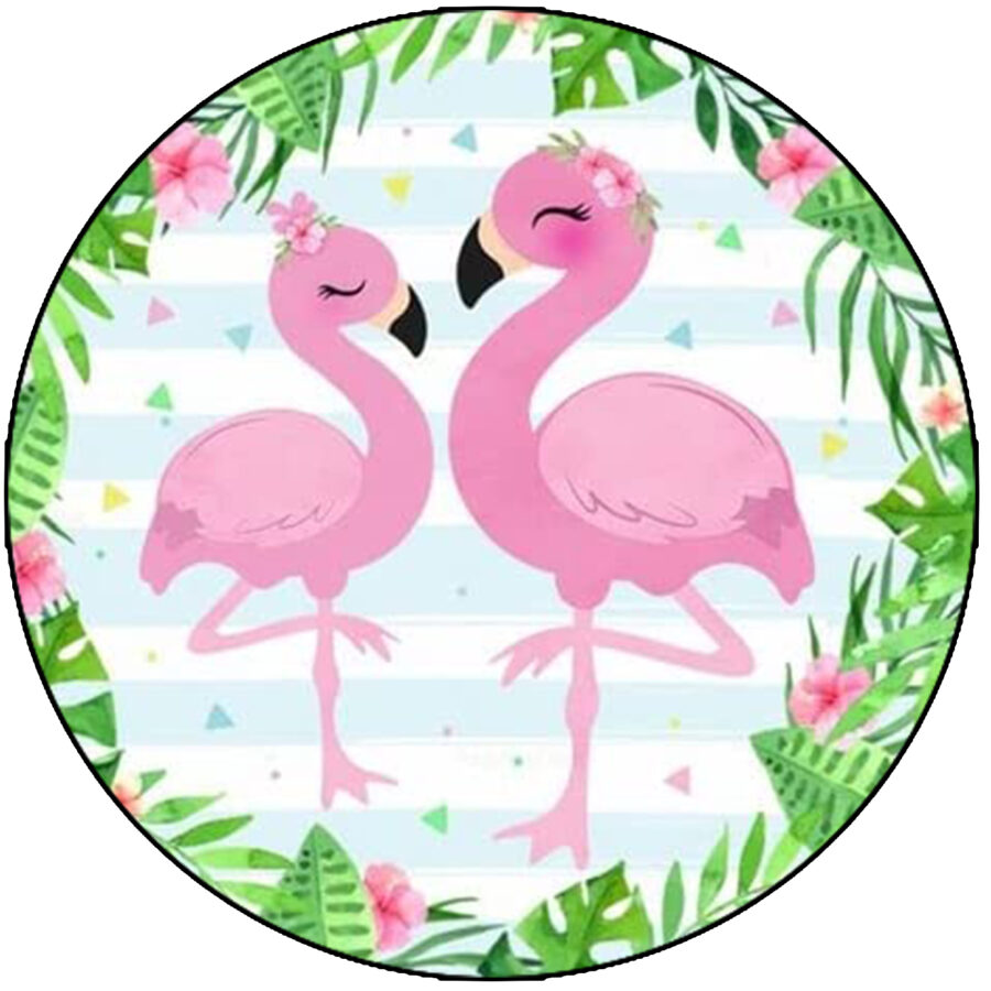 Cialda in ostia per torta tonda FENICOTTERO ROSA FLAMINGO, personalizzata con nome, disco, dolce, torte, cialde, ostie, cake topper, decorazioni, 03