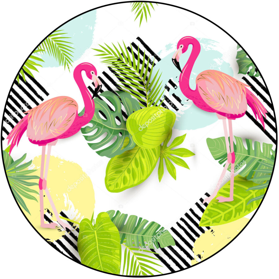 Cialda in ostia per torta tonda FENICOTTERO ROSA FLAMINGO, personalizzata con nome, disco, dolce, torte, cialde, ostie, cake topper, decorazioni, 05