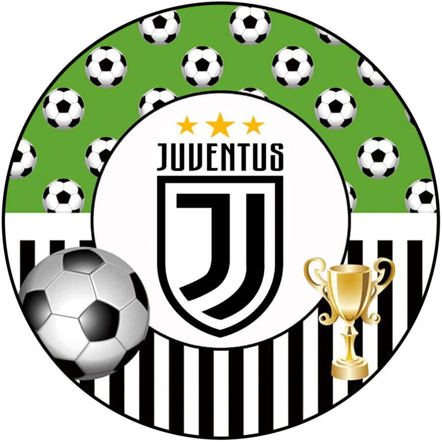 Cialda in ostia per torta tonda JUVE JUVENTUS CALCIO LOGO STEMMA, personalizzata con nome, disco, dolce, torte, cialde, ostie, cake topper, decorazioni, 44