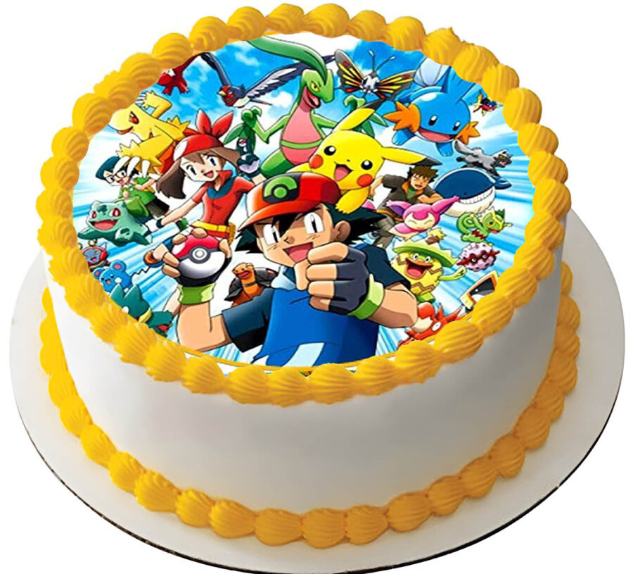 Cialda ostia per torta senza glutine tonda, POKEMON, personalizzata con nome, commestibile, disco, dolce, torte, cialde, ostie, cake topper, decorazioni, AF