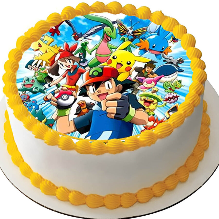 Cialda ostia per torta senza glutine tonda, POKEMON, personalizzata con nome, commestibile, disco, dolce, torte, cialde, ostie, cake topper, decorazioni, AF