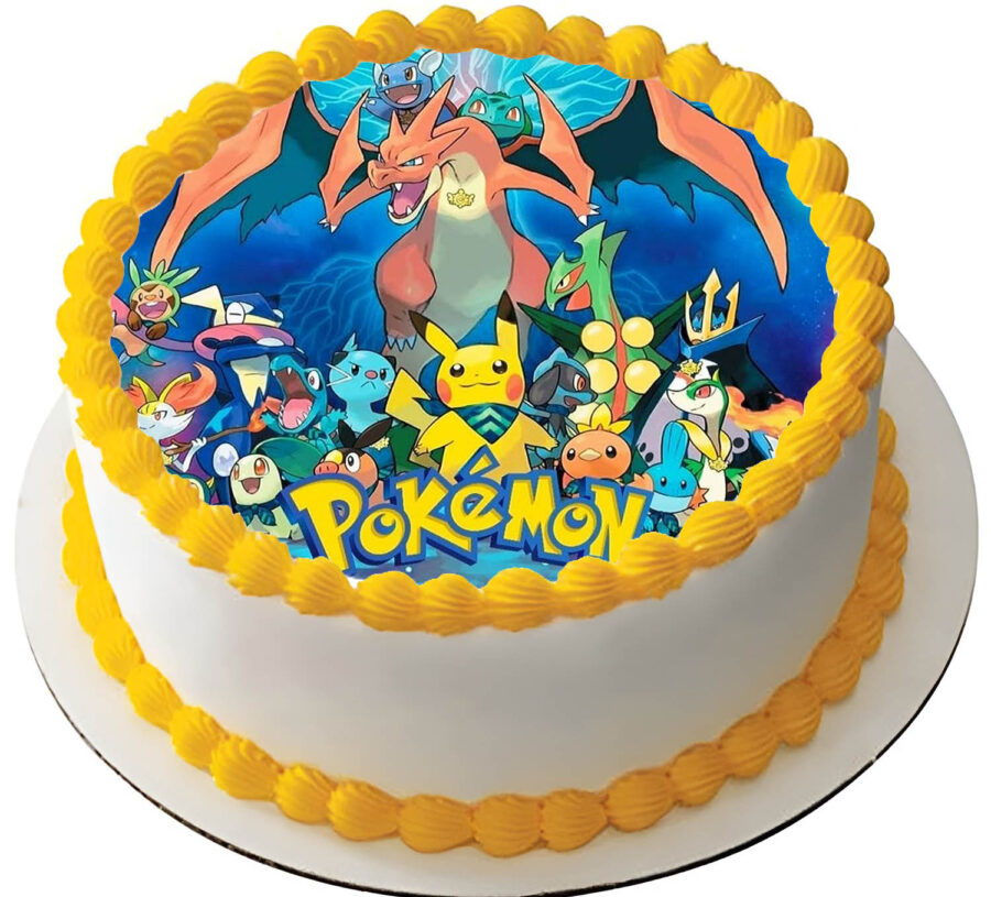 Cialda ostia per torta senza glutine tonda, POKEMON, personalizzata con nome, commestibile, disco, dolce, torte, cialde, ostie, cake topper, decorazioni, AG