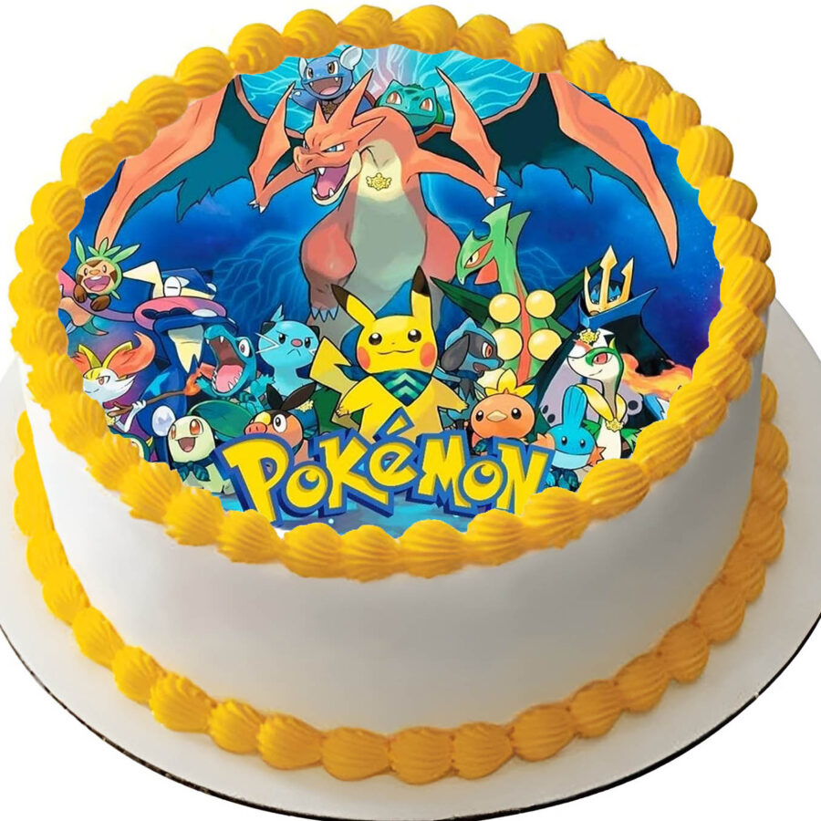 Cialda ostia per torta senza glutine tonda, POKEMON, personalizzata con nome, commestibile, disco, dolce, torte, cialde, ostie, cake topper, decorazioni, AG