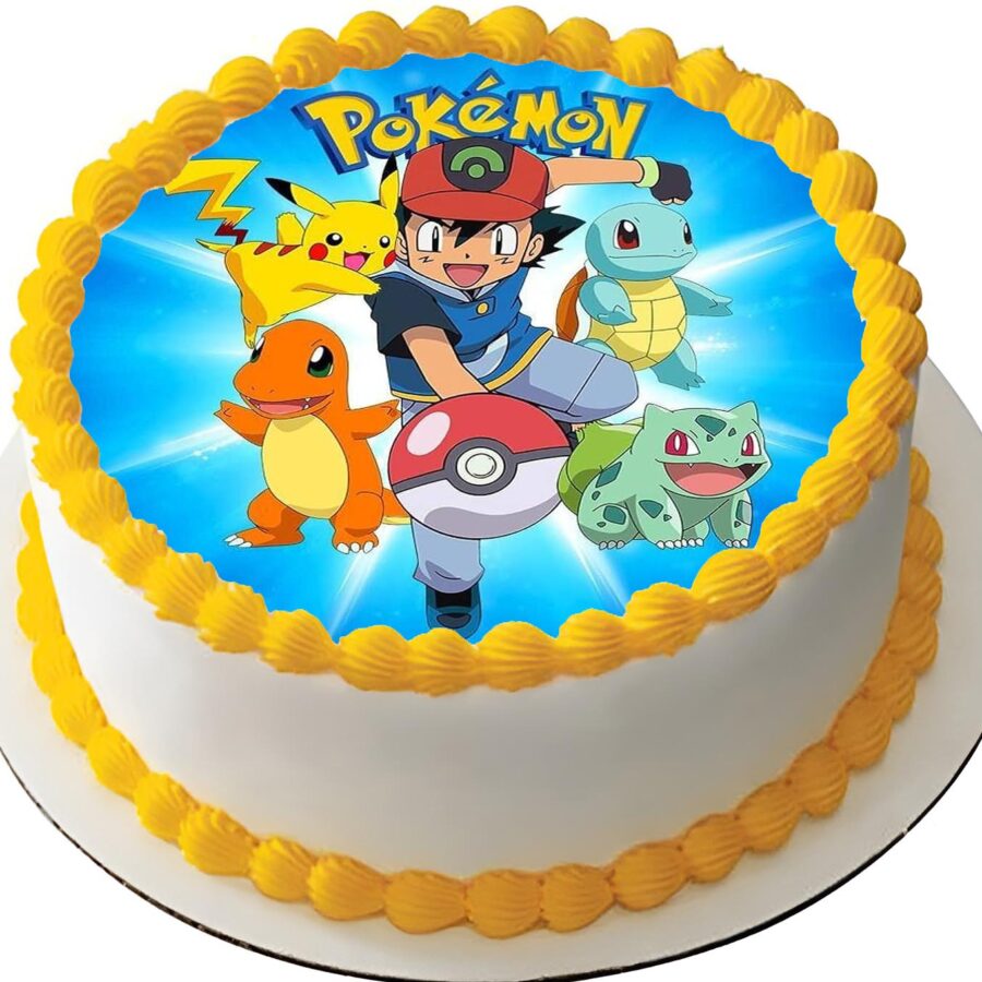 Cialda ostia per torta senza glutine tonda, POKEMON, personalizzata con nome, commestibile, disco, dolce, torte, cialde, ostie, cake topper, decorazioni, AD