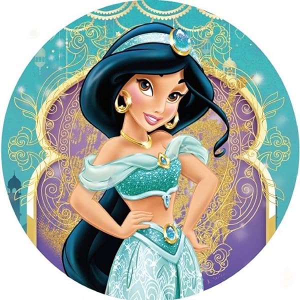 Cialda ostia senza glutine per torta tonda, PRINCIPESSA JASMINE DISNEY, personalizzata con nome, disco, dolce, torte, cialde, ostie, cake topper, BH